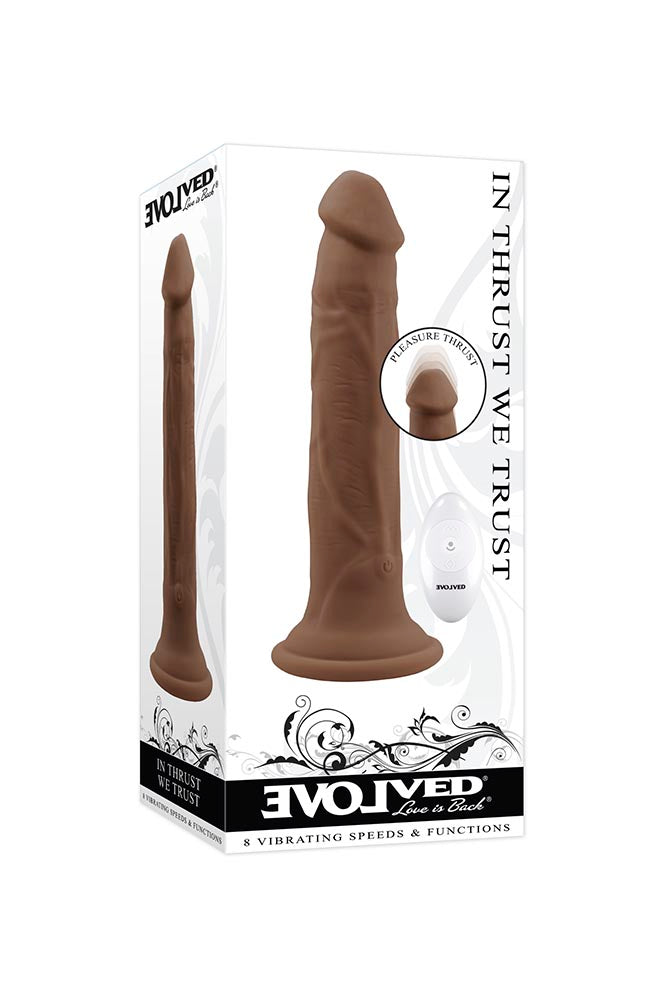 Evolved - In Thrust We Trust Thrusting & Vibrating Dildo with Remote Control - Various Colours - Stag Shop