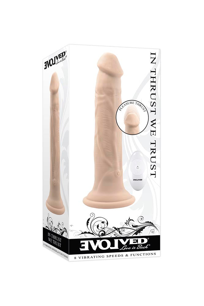 Evolved - In Thrust We Trust Thrusting & Vibrating Dildo with Remote Control - Various Colours - Stag Shop