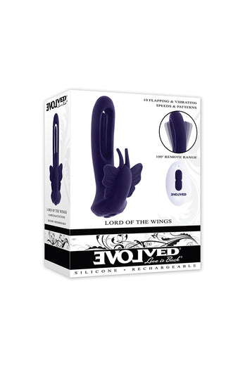 Evolved - Lord of the Wings Wearable Butterfly Vibrator with Remote Control - Purple - Stag Shop