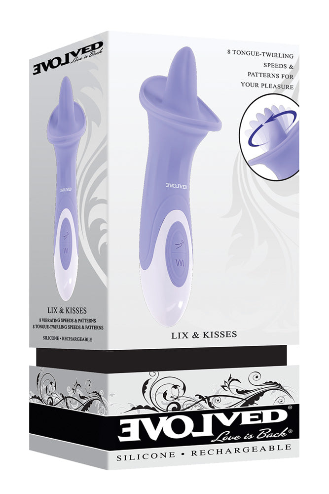 Evolved - Lix & Kisses Vibrating Twirling Tongue Vibrator - Lavender - Stag Shop