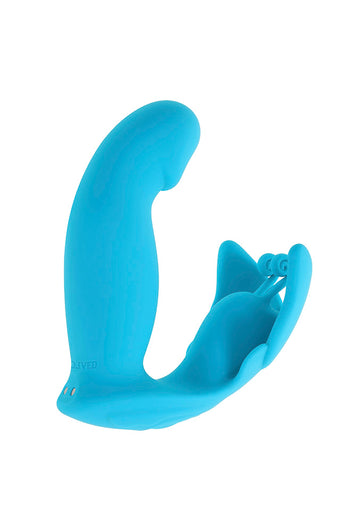 Evolved Novelties - Spread Your Wings Dual Vibrator With Come-Hither Motion - Turquoise - Stag Shop