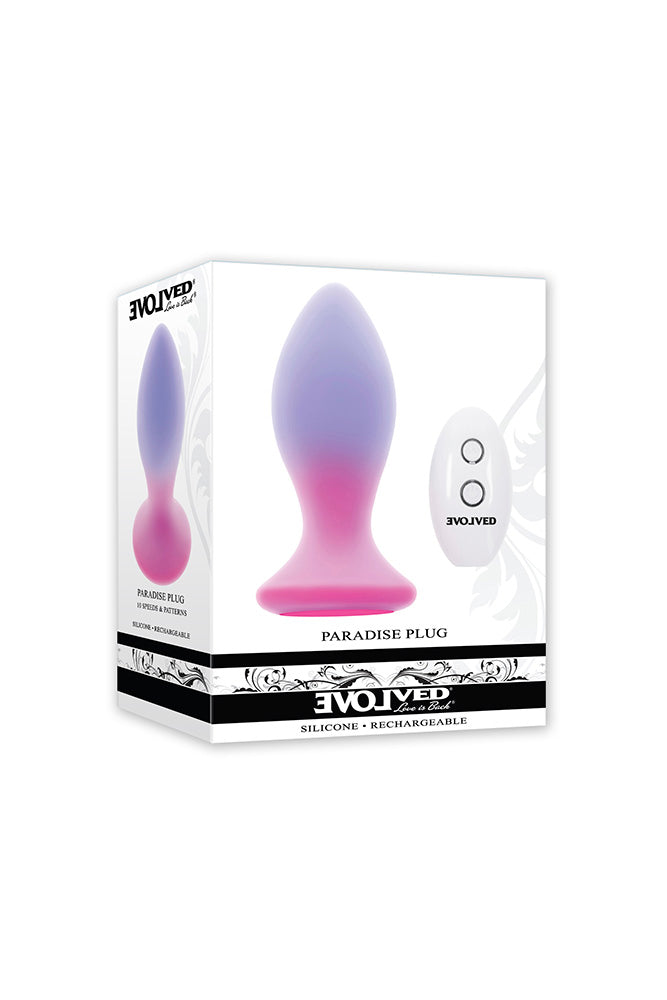 Evolved - Paradise Vibrating & Remote Controlled Anal Plug - Pink/Purple - Stag Shop