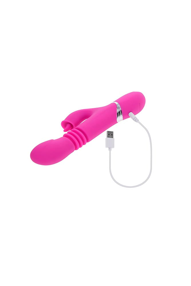 Evolved - Pink Dragon Thrusting & Twirling Rabbit Vibrator - Pink - Stag Shop