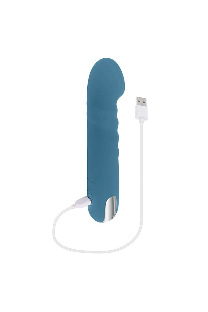 Evolved - Queen Of All Trades Thrusting Vibrator With Rotating Beads - Teal - Stag Shop