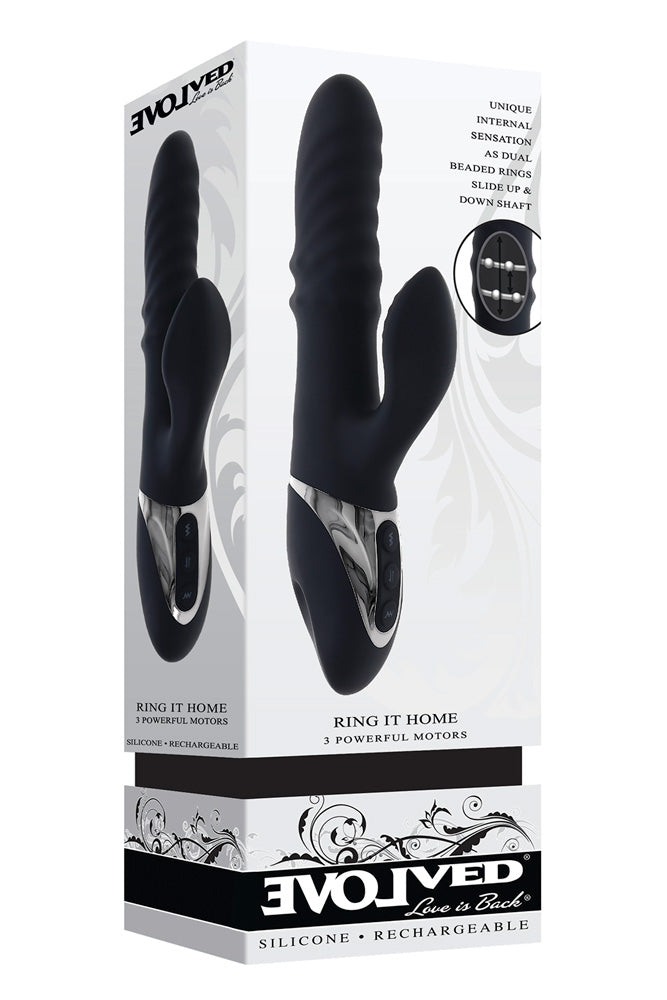 Evolved - Ring It Home Rabbit Vibrator - Black - Stag Shop