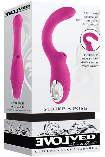 Evolved - Strike A Pose Poseable Tapping & Suction Vibrator - Pink - Stag Shop