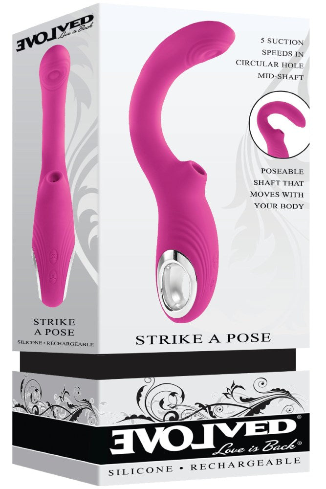 Evolved - Strike A Pose Poseable Tapping & Suction Vibrator - Pink - Stag Shop