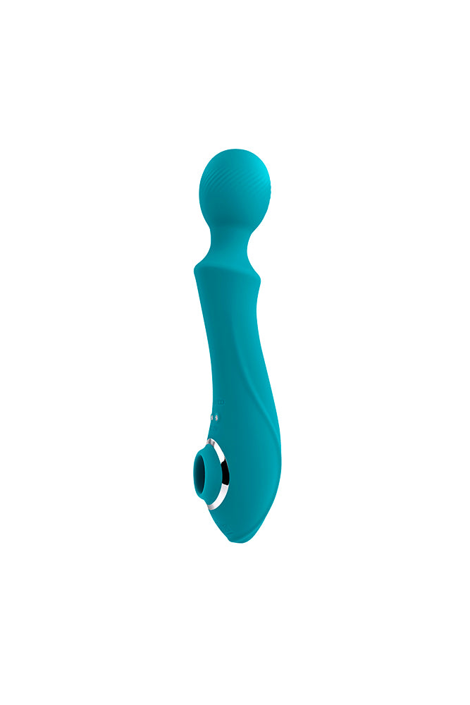 Evolved - Wanderful Sucker Wand Vibrator with Clitoral Suction - Blue - Stag Shop