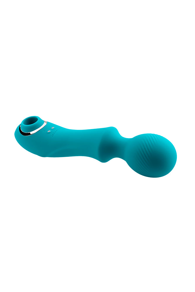 Evolved - Wanderful Sucker Wand Vibrator with Clitoral Suction - Blue - Stag Shop