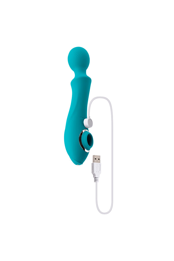 Evolved - Wanderful Sucker Wand Vibrator with Clitoral Suction - Blue - Stag Shop