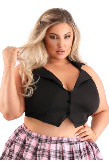 Fantasy Lingerie - Play - Collared Halter Top - Assorted Colours - Plus Size - Stag Shop