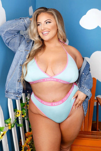 Fantasy Lingerie - Vibes - Fresh Bralette & Panty Set - Blue/Pink - Queen Size - Stag Shop