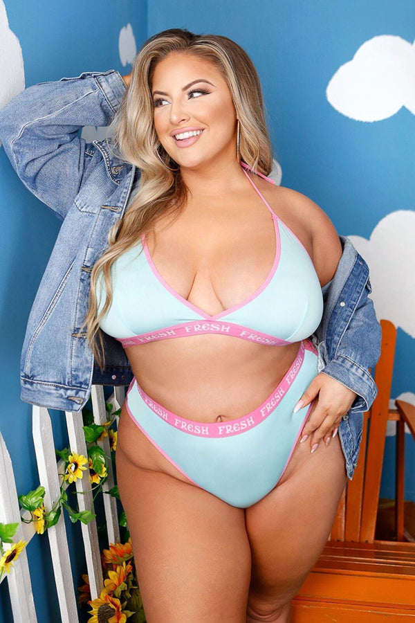 Fantasy Lingerie - Vibes - Fresh Bralette & Panty Set - Blue/Pink - Queen Size - Stag Shop