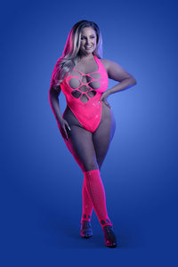 Thumbnail for Fantasy Lingerie - Glow - Flashback Rhinestone Teddy & Gloves - Plus - Stag Shop