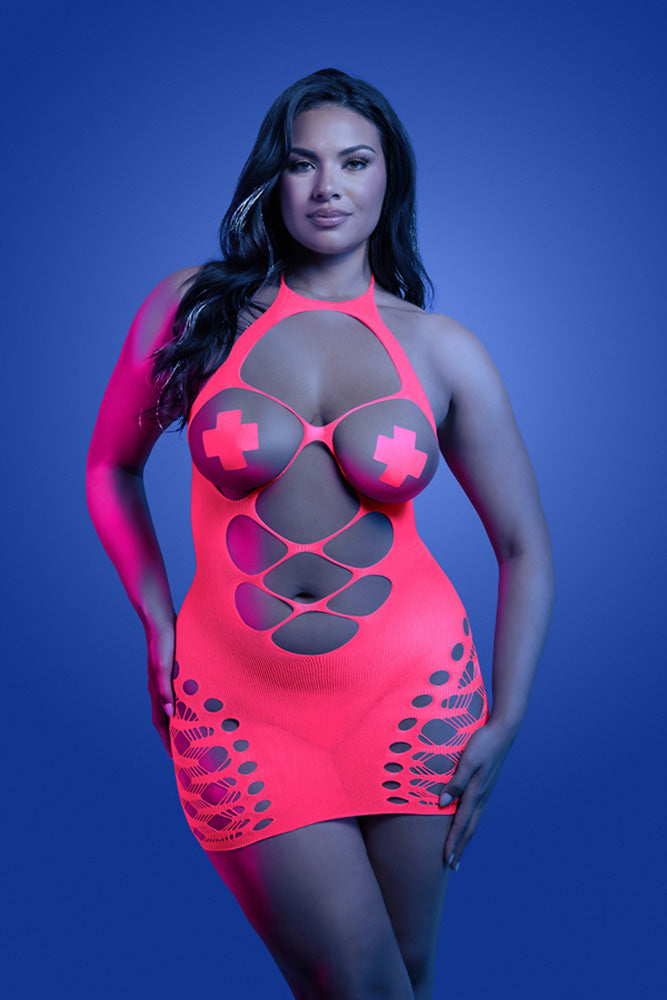 Fantasy Lingerie - Glow - Aphrodisiac Dress & Pasties - Plus Size - Stag Shop