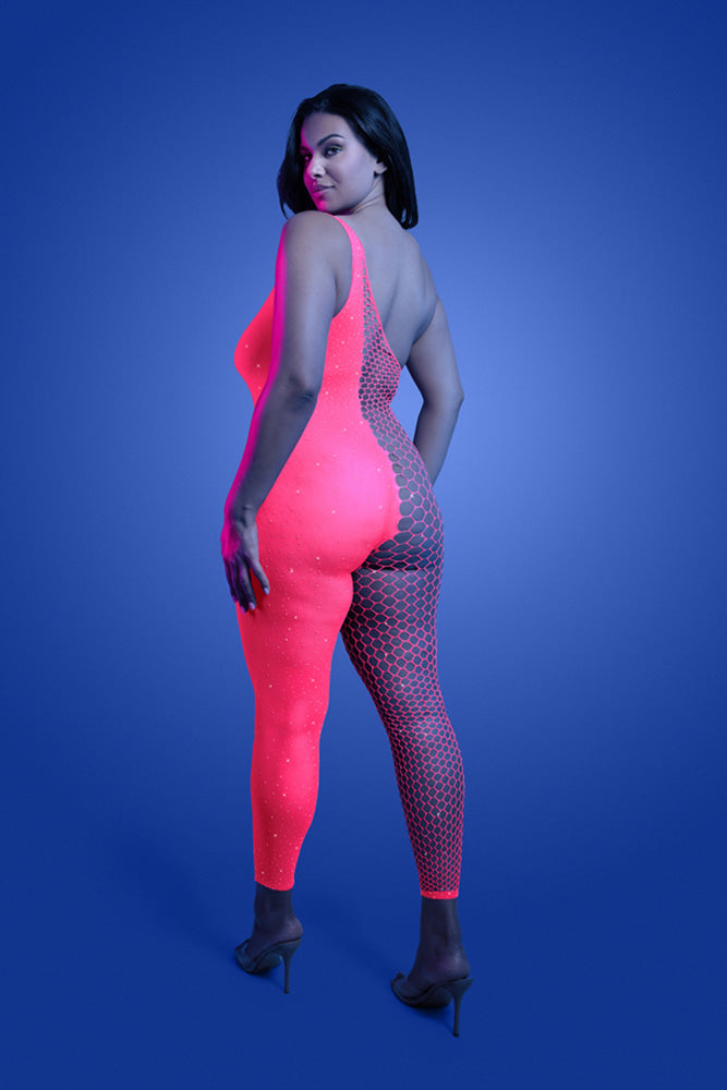 Fantasy Lingerie - Glow - Hyperdrive Rhinestone Bodystocking - Plus Size - Stag Shop