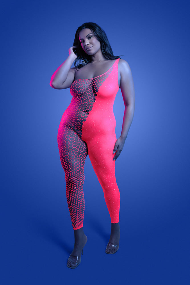 Fantasy Lingerie - Glow - Hyperdrive Rhinestone Bodystocking - Plus Size - Stag Shop
