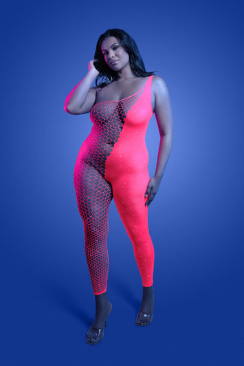 Fantasy Lingerie - Glow - Hyperdrive Rhinestone Bodystocking - Plus Size - Stag Shop