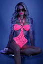 Fantasy Lingerie - Glow - Impress Me Teddy - Neon Pink - Various Sizes - Stag Shop