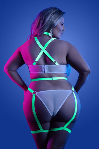 Fantasy Lingerie - Glow - Night Vision Teddy - Neon Green - Queen Size - Stag Shop