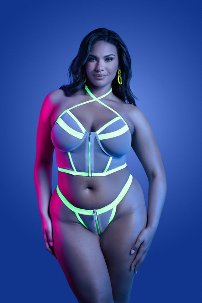 Fantasy Lingerie - Glow - Supernatural Bra & Thong - Plus Size - Stag Shop