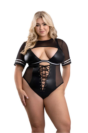 Fantasy Lingerie - Play - Go Deep Football Costume Set - Black - Plus Size - Stag Shop