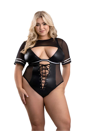 Fantasy Lingerie - Play - Go Deep Football Costume Set - Black - Plus Size - Stag Shop