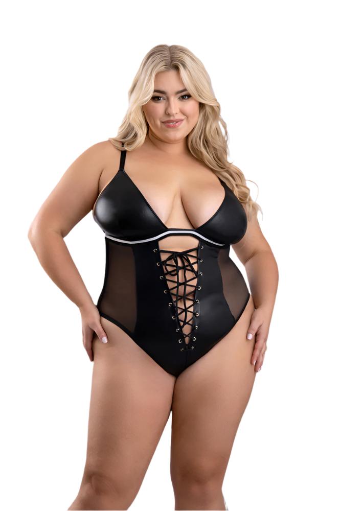 Fantasy Lingerie - Play - Go Deep Football Costume Set - Black - Plus Size