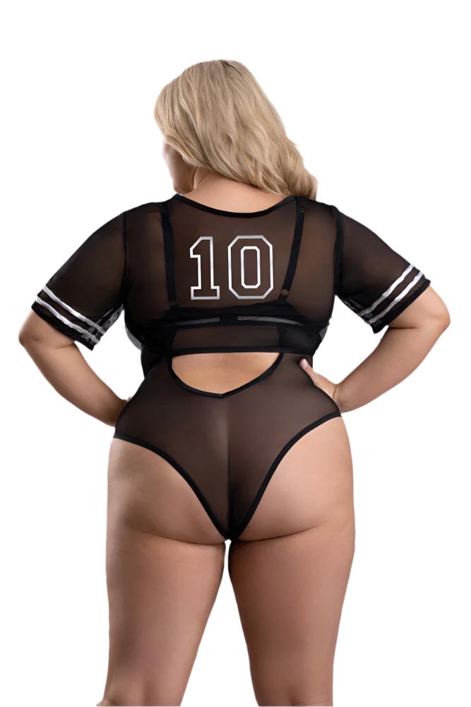 Fantasy Lingerie - Play - Go Deep Football Costume Set - Black - Plus Size