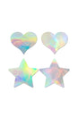 Fantasy Lingerie - Holographic Star & Heart Pasties Set - 2 Pair - Stag Shop
