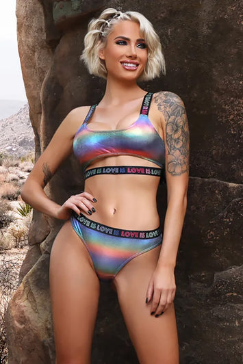 Fantasy Lingerie - Vibes - Love is Love Bralette & Panty Set - Rainbow - Various Sizes - Stag Shop