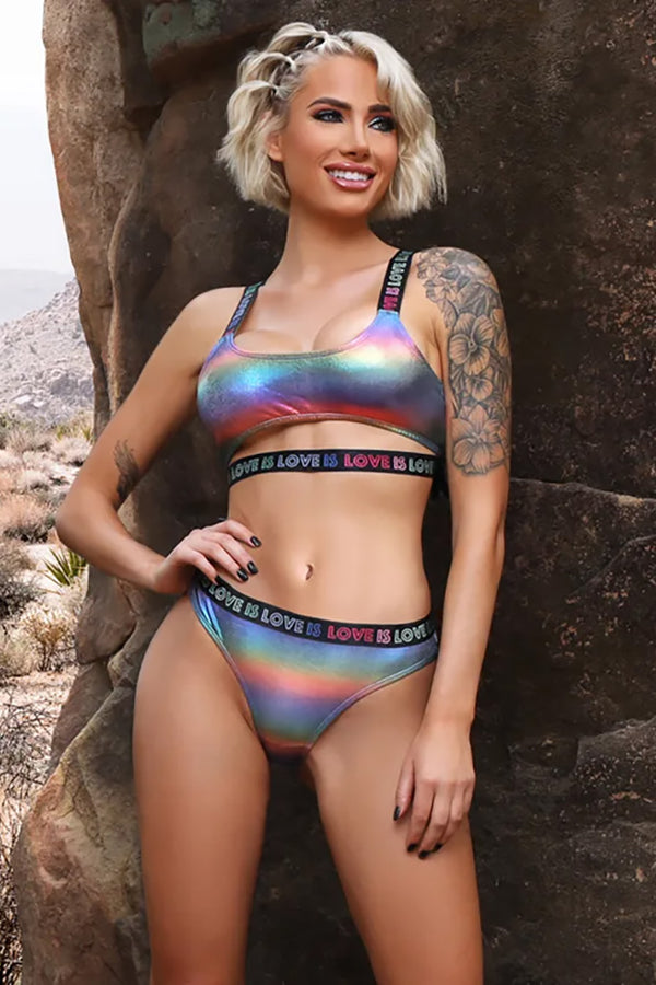 Fantasy Lingerie - Vibes - Love is Love Bralette & Panty Set - Rainbow - Various Sizes - Stag Shop