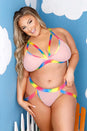 Fantasy Lingerie - Vibes - Make It Rain Bralette & Panty Set - Pink/Rainbow - Queen Size - Stag Shop