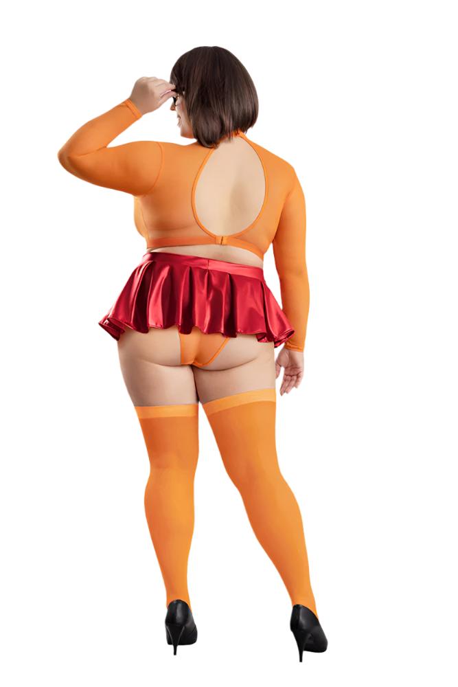 Fantasy Lingerie - Play - Mystery Mistress Costume Set - Orange/Red - Plus Size - Stag Shop