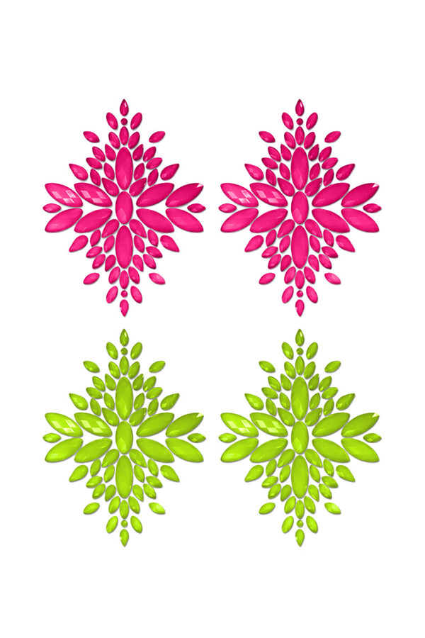 Fantasy Lingerie - Neon Glow in the Dark Crystal Pasties - Assorted Colours - Stag Shop