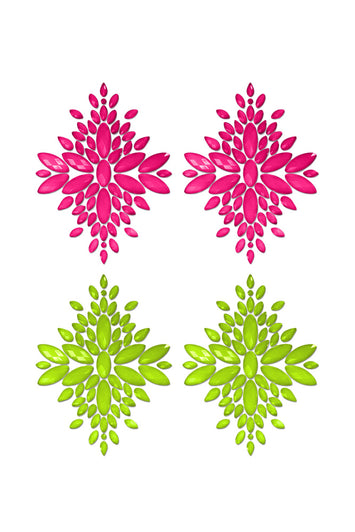 Fantasy Lingerie - Neon Glow in the Dark Crystal Pasties - Assorted Colours - Stag Shop