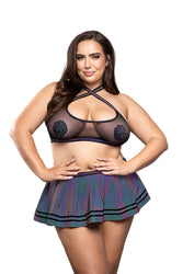 Fantasy Lingerie - Play - Ready, Let's Glow Cheerleader Costume Set - Plus Size - Stag Shop