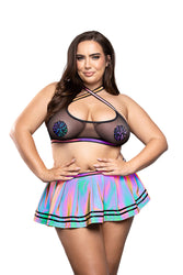Fantasy Lingerie - Play - Ready, Let's Glow Cheerleader Costume Set - Plus Size - Stag Shop