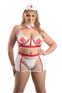 Fantasy Lingerie - Play - Perfect Health Nurse Costume Set - White/Red - Plus Size - Stag Shop