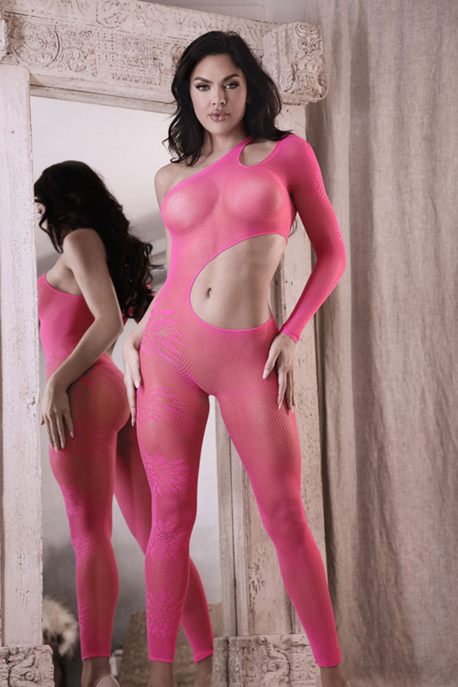 Fantasy Lingerie - Sheer Fantasy - One More Time Bodystocking - Pink - Stag Shop