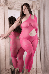 Thumbnail for Fantasy Lingerie - Sheer Fantasy - One More Time Bodystocking - Pink - Queen Size - Stag Shop