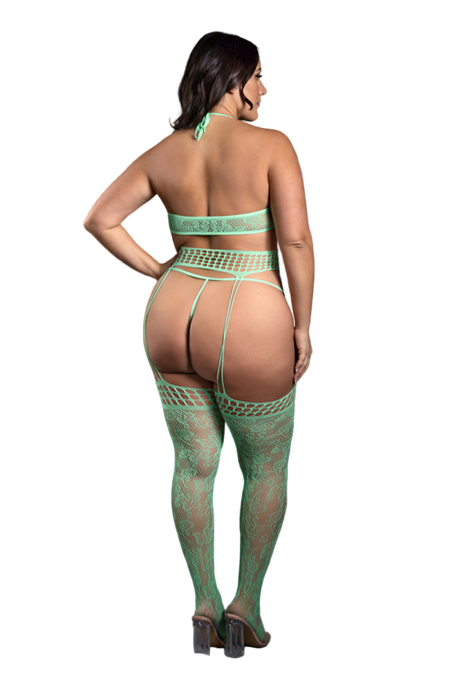 Fantasy Lingerie - Sheer - Heart Of Glass 3PC Set - Plus Size - Stag Shop