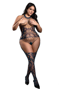 Thumbnail for Fantasy Lingerie - Sheer - No Mistakes Teddy With Gartered Stockings - Plus Size - Stag Shop