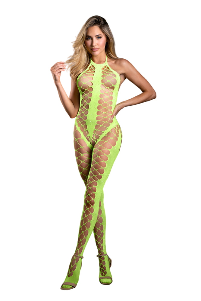 Fantasy Lingerie - Sheer - Unstoppable Crotchless Rhinestone Bodystocking - Stag Shop