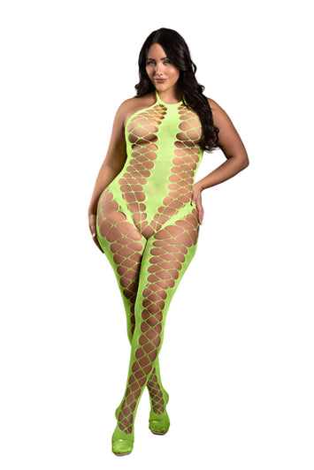Fantasy Lingerie - Sheer - Unstoppable Crotchless Rhinestone Bodystocking - Plus Size - Stag Shop