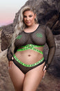 Fantasy Lingerie - Vibes - Fuck Ur Rules Crop Top, Panty & Pasties - Black - Queen Size - Stag Shop