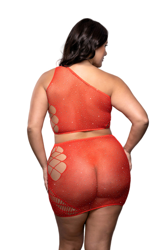 Fantasy Lingerie - Vixen - Set The Tone Rhinestone Top & Skirt - Plus Size - Stag Shop