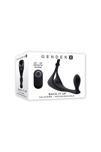 Gender X - Back It Up Vibrating Plug & Cock Ring with Remote Control - Black - Stag Shop
