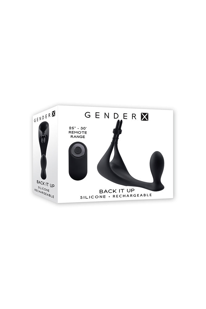 Gender X - Back It Up Vibrating Plug & Cock Ring with Remote Control - Black - Stag Shop