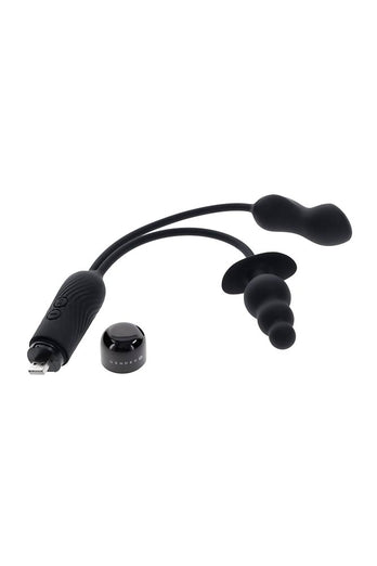 Gender X - Double My Pleasure Mini Vibe & Plug - Black - Stag Shop